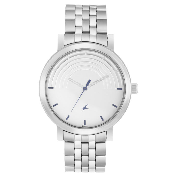 Fastrack Crush Quartz Analog White Dial Stainless Steel Strap Watch for Guys 3299SM01