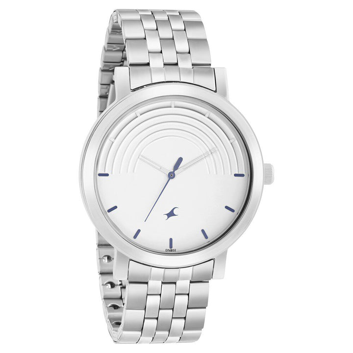 Fastrack Crush Quartz Analog White Dial Stainless Steel Strap Watch for Guys 3299SM01