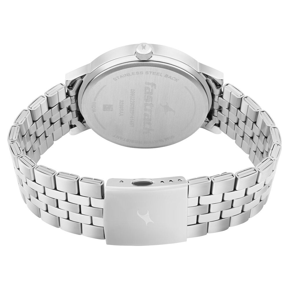 Fastrack Crush Quartz Analog White Dial Stainless Steel Strap Watch for Guys 3299SM01