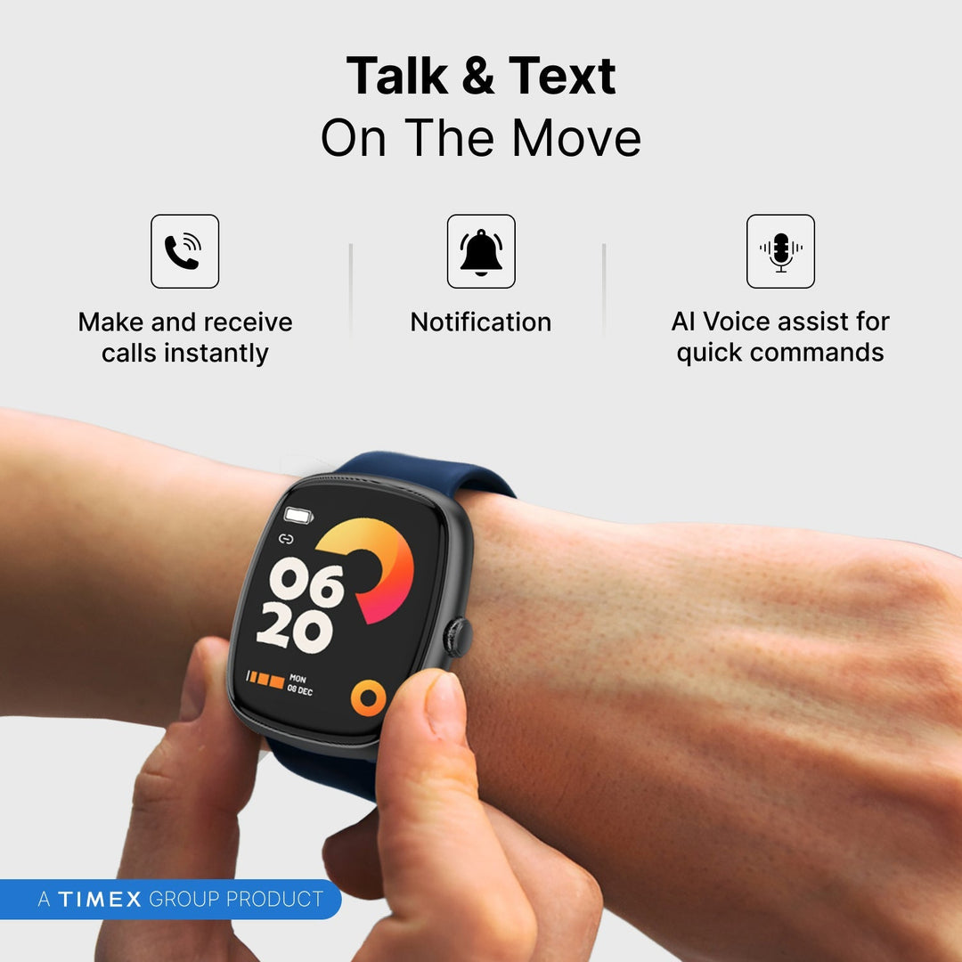Timex IConnect Calling Ace+ 1.83"(4.6 Cm) 3D UI Display With Functional Crown And BT Calling Smartwatch For Unisex - TWIXW1503T