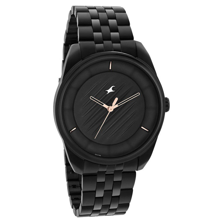 Fastrack Crush Quartz Analog Black Dial Stainless Steel Strap Watch for Guys 3300NM01