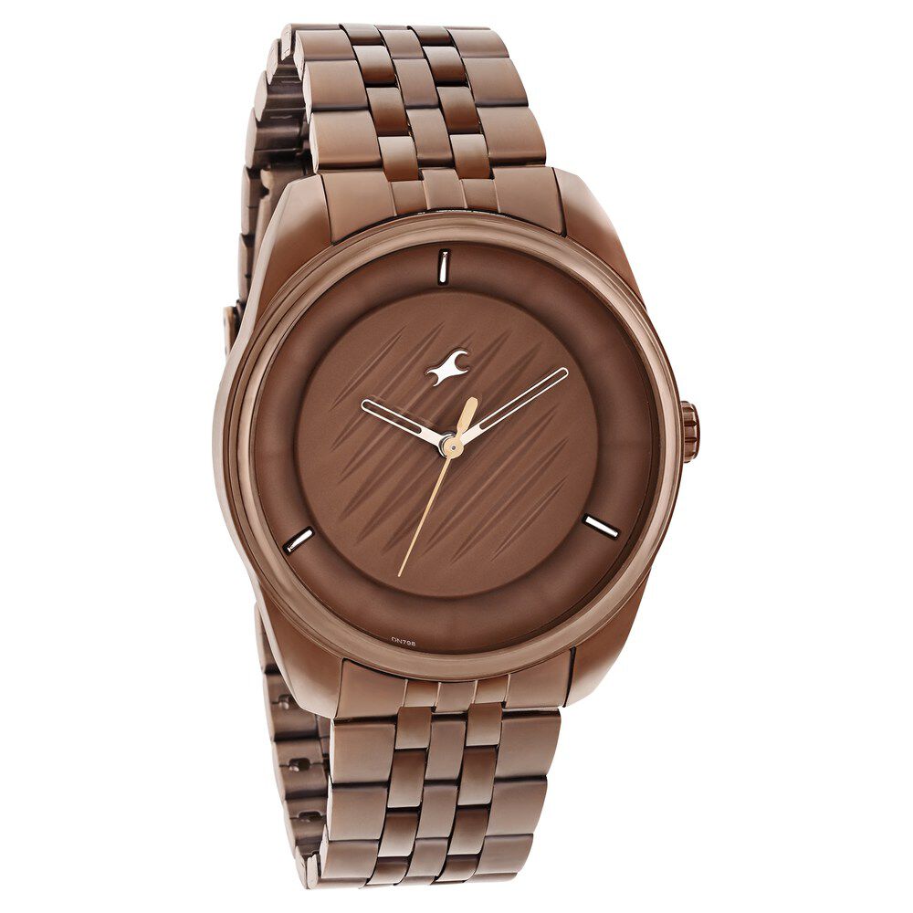 Fastrack Crush Quartz Analog Brown Dial Stainless Steel Strap Watch for Guys 3300QM01