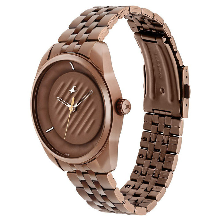 Fastrack Crush Quartz Analog Brown Dial Stainless Steel Strap Watch for Guys 3300QM01