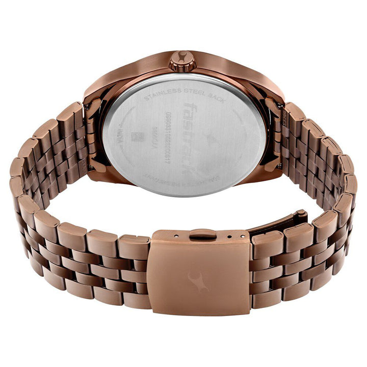 Fastrack Crush Quartz Analog Brown Dial Stainless Steel Strap Watch for Guys 3300QM01