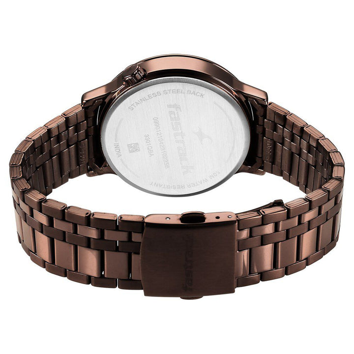 Fastrack Exuberant Quartz Multifunction Brown Dial Stainless Steel Strap Watch for Guys NS3301QM01