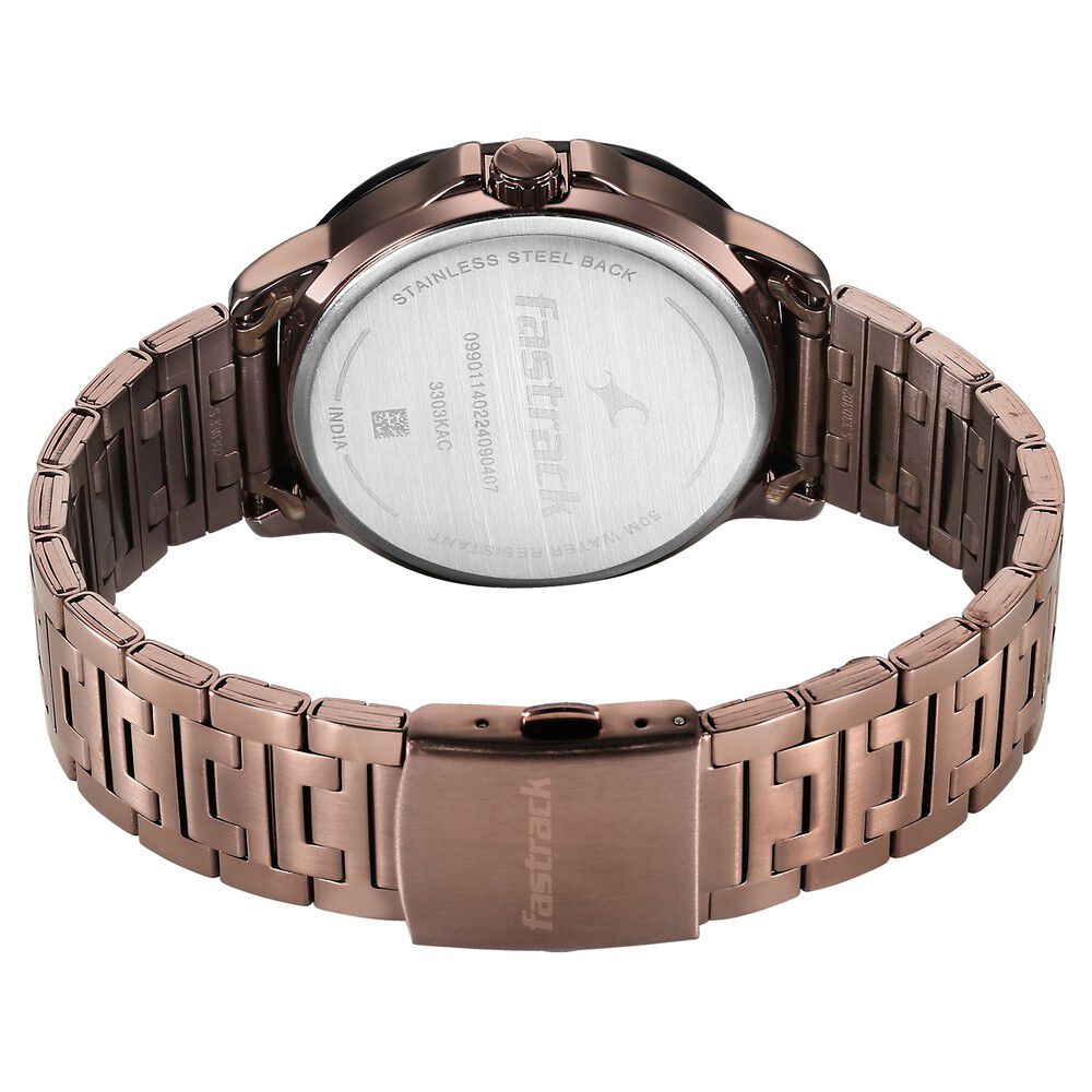 Fastrack Fleek Quartz Multifunction Black Dial Stainless Steel Strap Watch for Guys 3303KM02