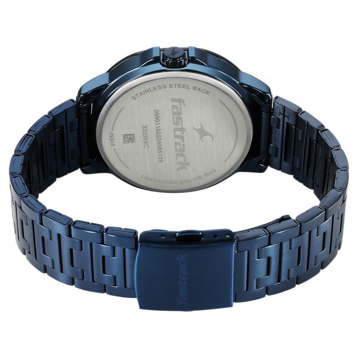 Fastrack Fleek Quartz Multifunction Black Dial Stainless Steel Strap Watch for Guys 3303KM03