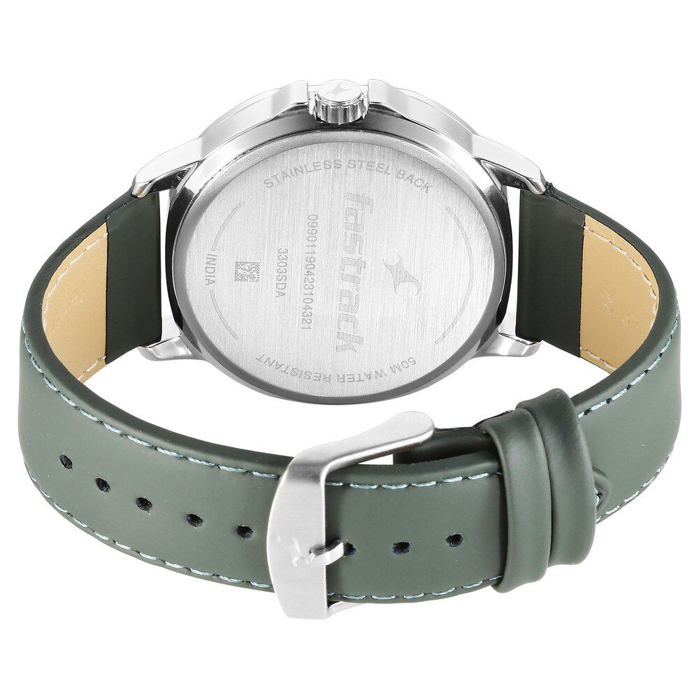 Fastrack Exuberant Quartz Multifunction White Dial Leather Strap Watch for Guys 3303SL02