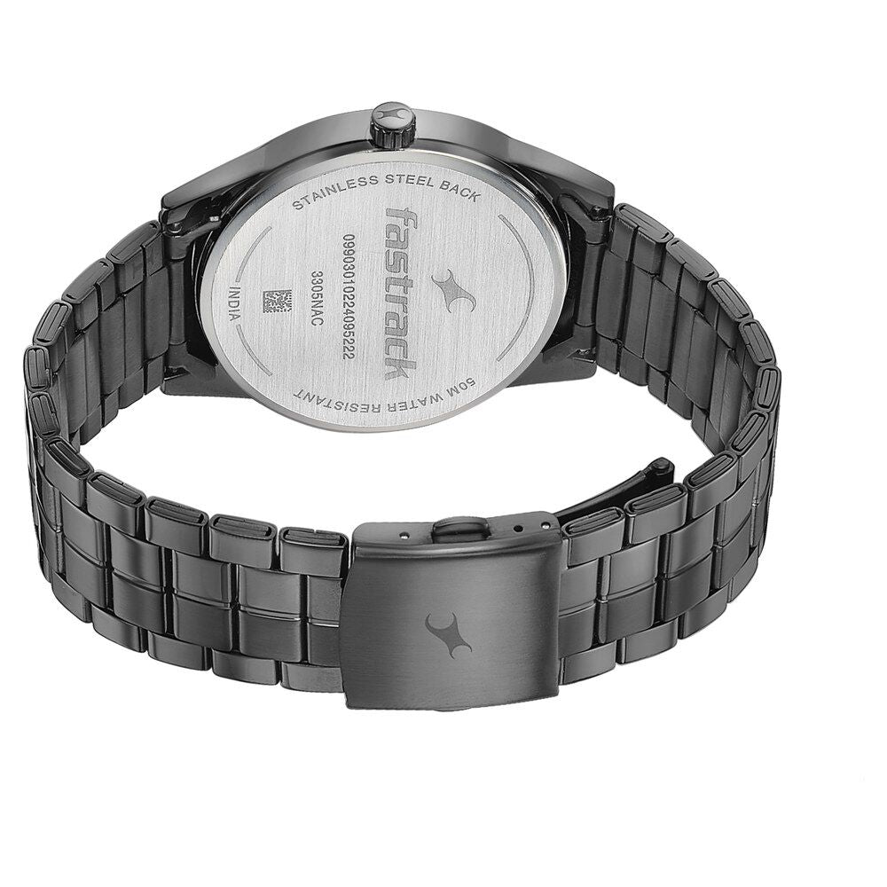Fastrack Stunners Quartz Analog Grey Dial Stainless Steel Strap Watch for Guys 3305NM02