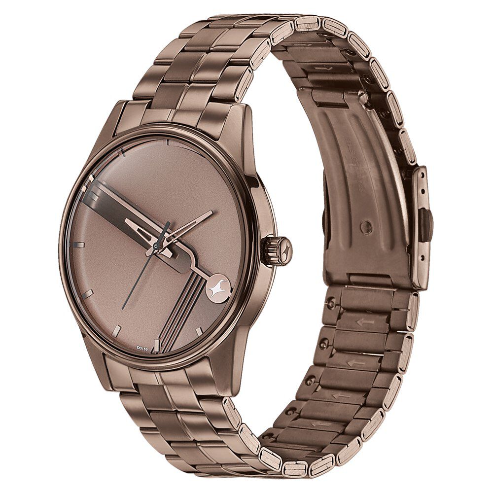 Fastrack Stunners Quartz Analog Brown Dial Stainless Steel Strap Watch for Guys 3305QM01
