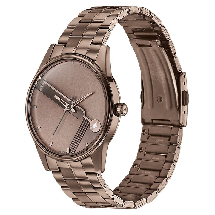 Fastrack Stunners Quartz Analog Brown Dial Stainless Steel Strap Watch for Guys 3305QM01