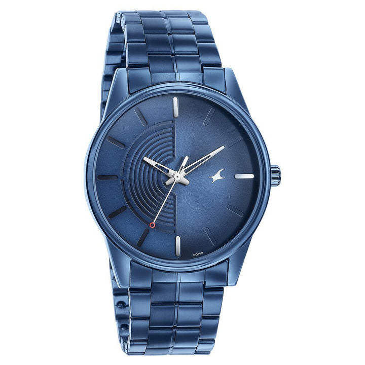 Fastrack Stunnerse Quartz Analog Blue Dial With Blue Metal Strap Watch for Guys 3305QM02