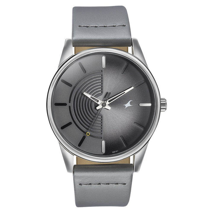 Fastrack Stunners Quartz Analog Grey Dial Leather Strap Watch for Guys 3305SL02
