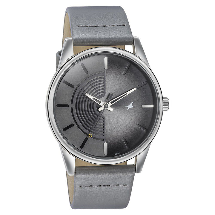 Fastrack Stunners Quartz Analog Grey Dial Leather Strap Watch for Guys 3305SL02