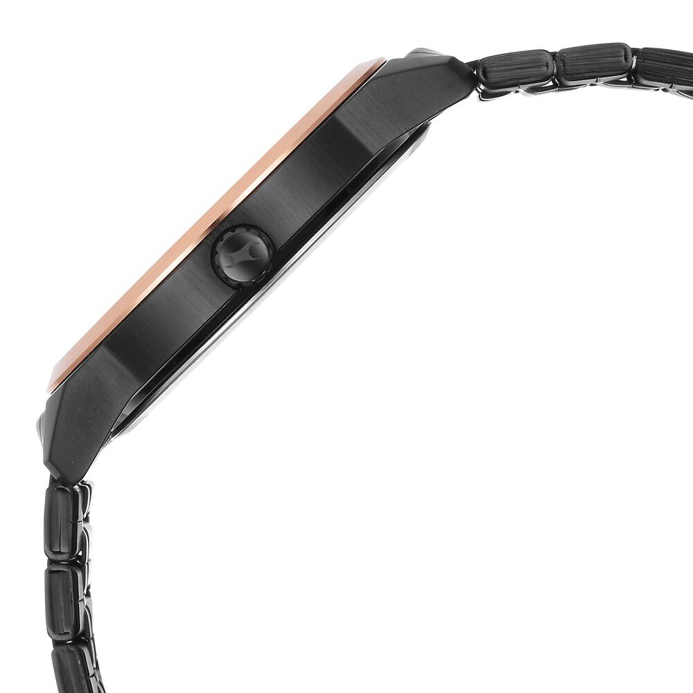 Fastrack Stunners Quartz Analog Black Dial Metal Strap Watch for Guys 3308KM01