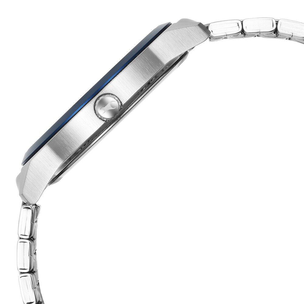 Fastrack Stunners Quartz Analog Black Dial Metal Strap Watch for Guys 3308KM02