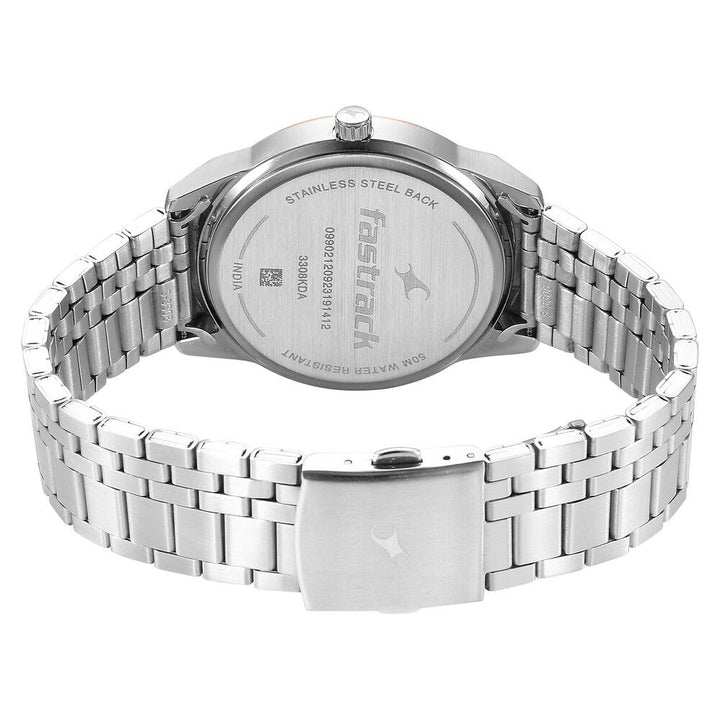 Fastrack Stunners Quartz Analog Green Dial Metal Strap Watch for Guys 3308KM03
