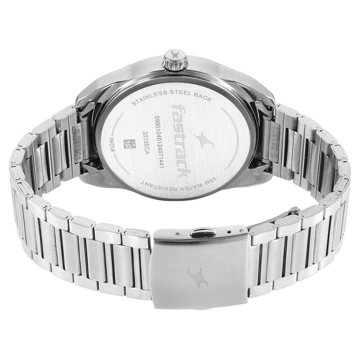 Fastrack Fleek Quartz Analog with Day and Date Black Dial Stainless Steel Strap Watch For Guys 3313SM01