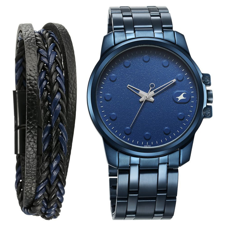 Fastrack Pulse Quartz Analog Blue Dial With Blue Stainless steel Strap Watch for Guys 3314QM01F