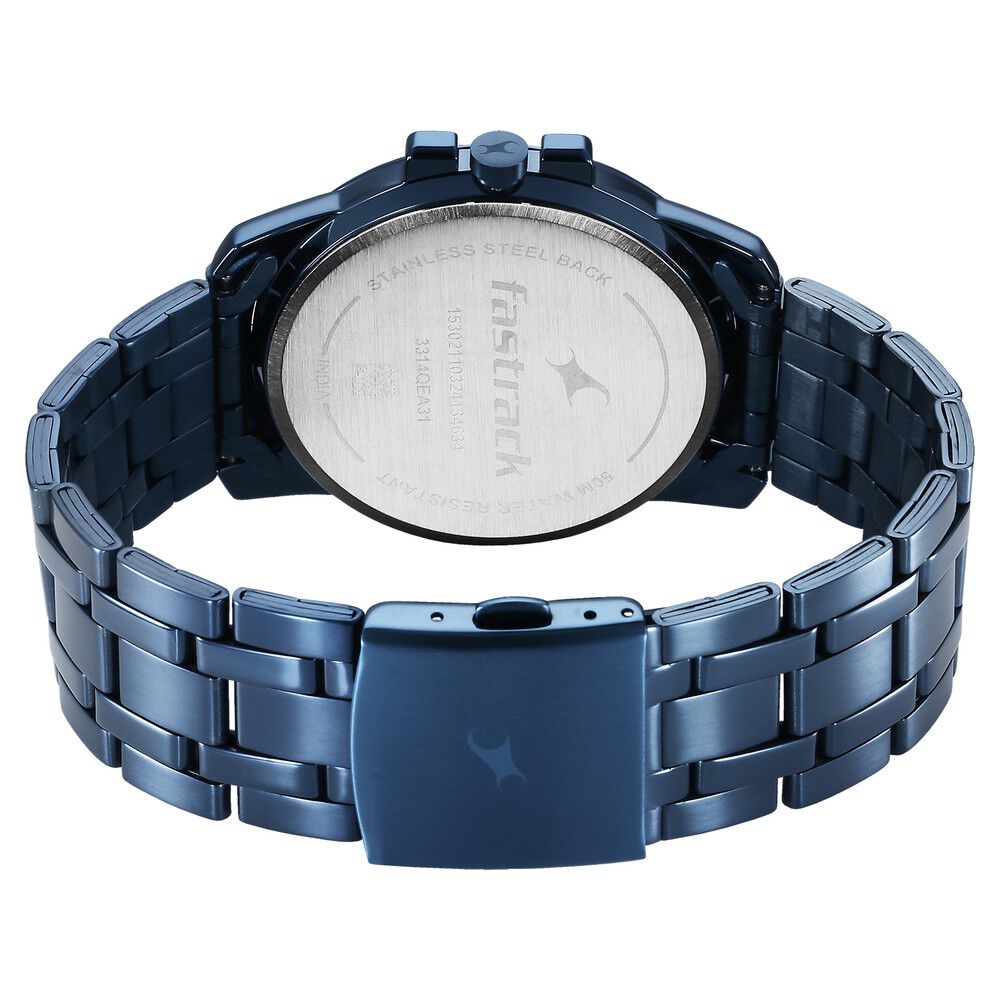 Fastrack Pulse Quartz Analog Blue Dial With Blue Stainless steel Strap Watch for Guys 3314QM01F