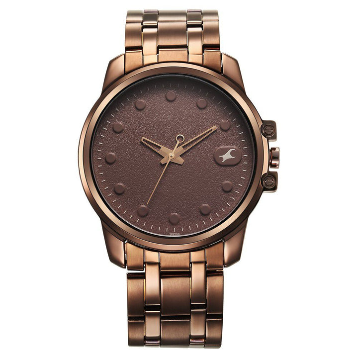 Fastrack Pulse Quartz Analog Brown Dial With Brown Stainless steel Strap Watch for Guys 3314QM02F