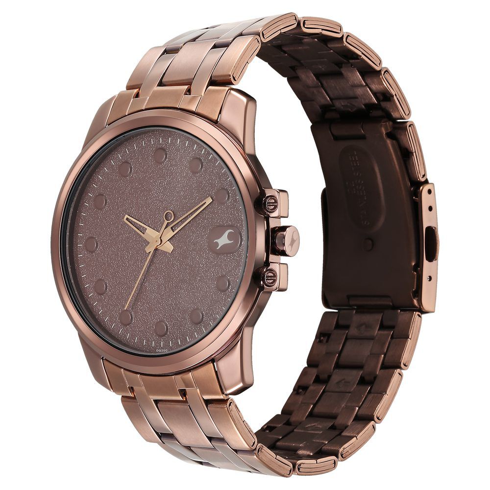 Fastrack Pulse Quartz Analog Brown Dial With Brown Stainless steel Strap Watch for Guys 3314QM02F