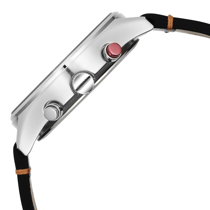 Fastrack Opulence Sun Moon Chronograph Silver Dial Black Leather Strap Analog Quartz Watch For Guys 3315KL02