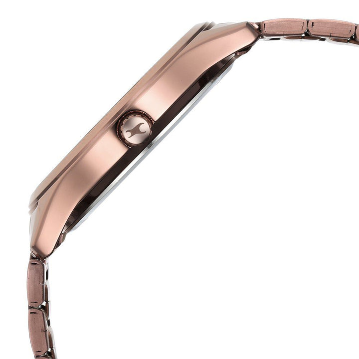 Fastrack Stunners Quartz Analog Brown Dial Brown Metal Strap Watch For Guys 3317QM02