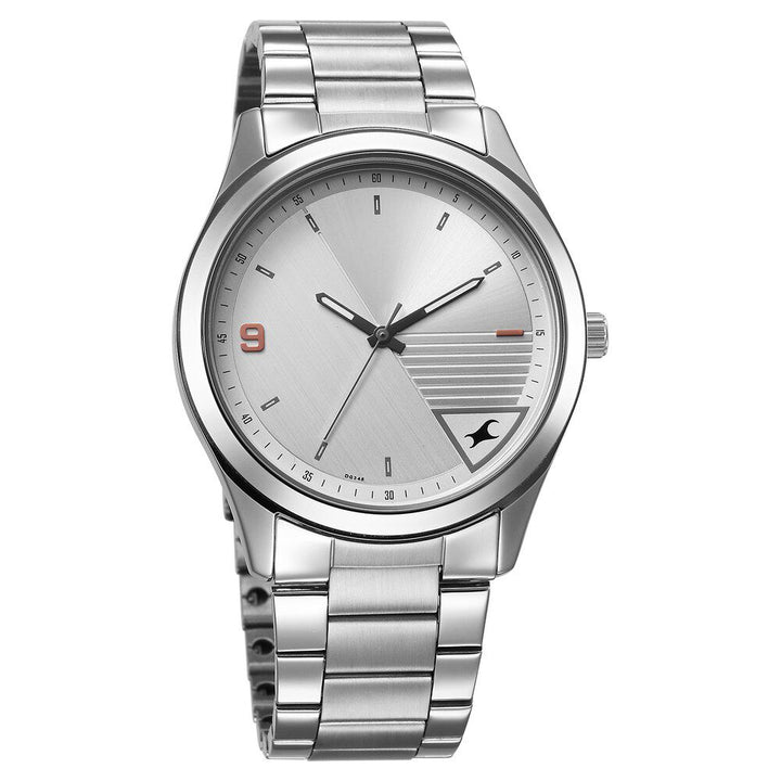 Fastrack Stunners Quartz Analog Silver Dial Silver Metal Strap Watch For Guys 3317SM01