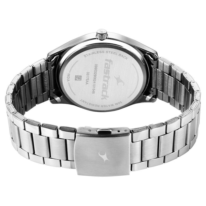 Fastrack Stunners Quartz Analog Silver Dial Silver Metal Strap Watch For Guys 3317SM01
