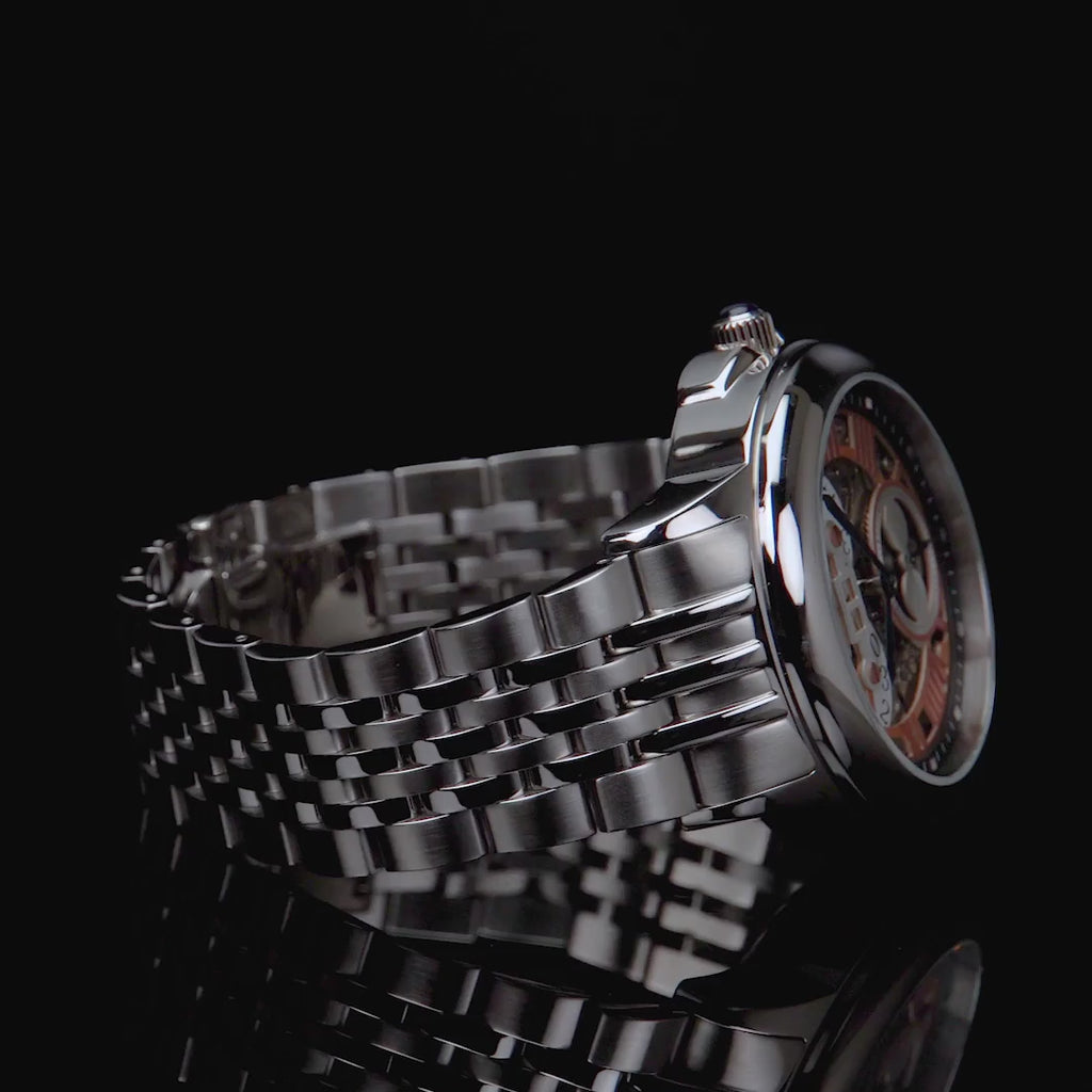 Earnshaw Waterhouse Grand Date Sun Moon Skeleton Automatic Rose