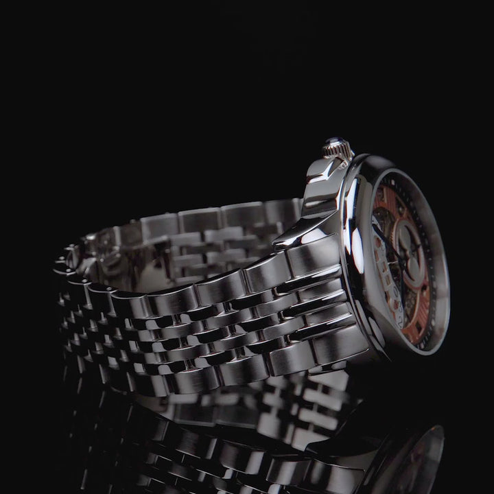 Earnshaw Waterhouse Grand Date Sun Moon Skeleton Automatic Rose