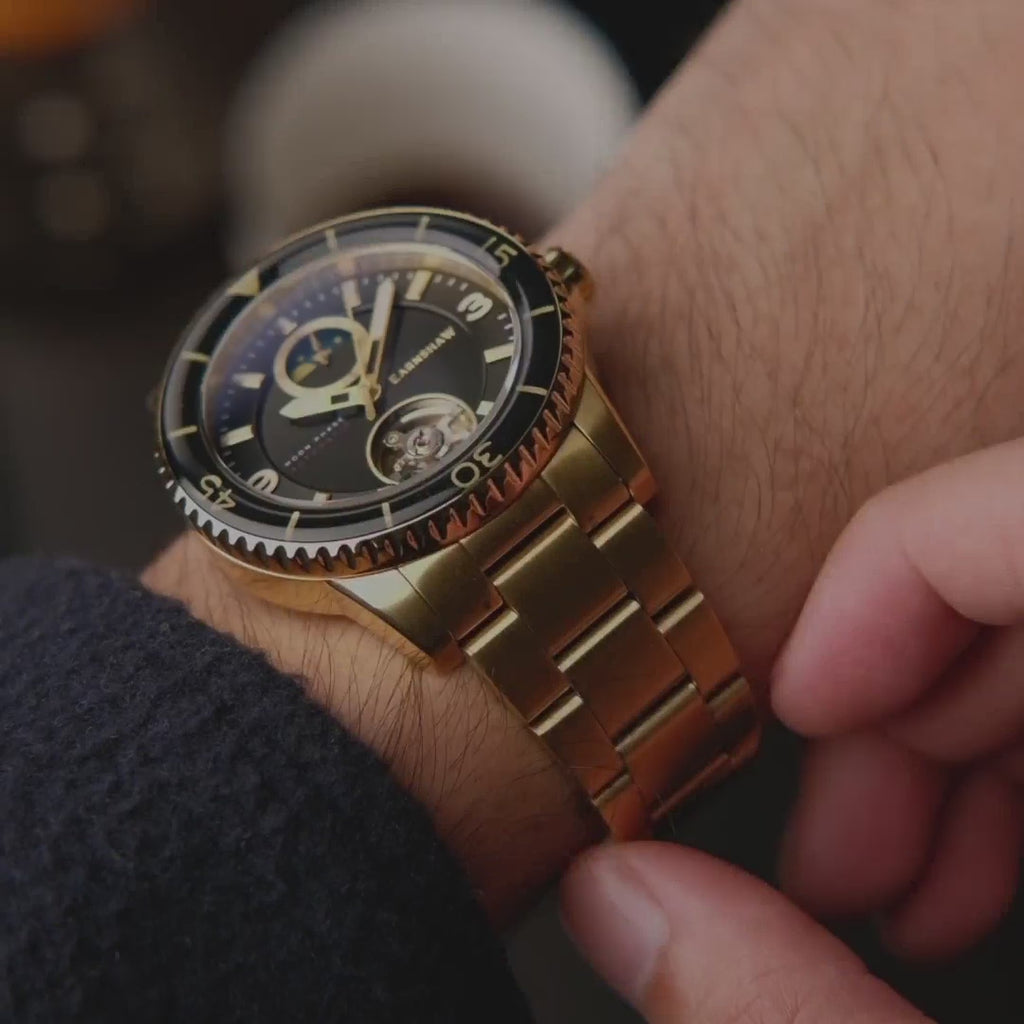 Earnshaw Prevost Moon Phase Open Heart Automatic Gold