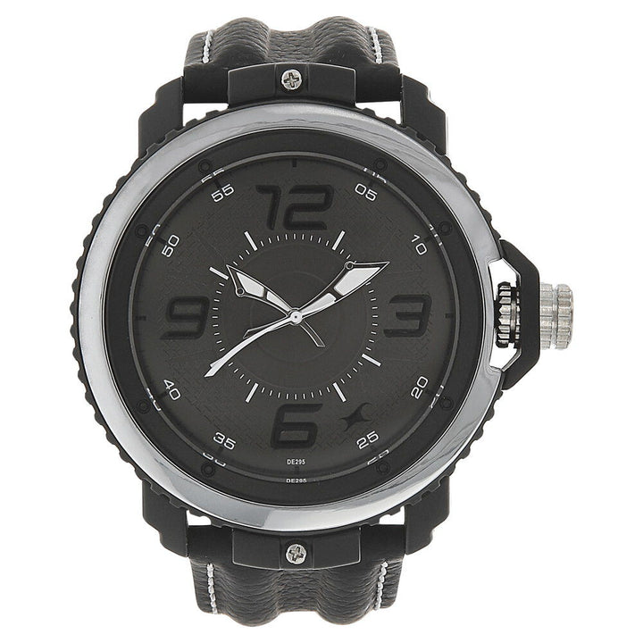 Fastrack Quartz Analog Grey Dial Leather Strap Watch for Guys NR38017PL01