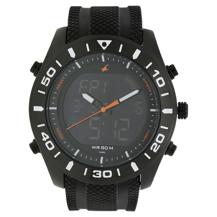 Fastrack Quartz Analog Digital Black Dial Silicone Strap Watch for Guys NR38034NP01