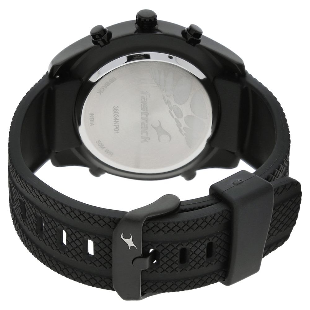 Fastrack Quartz Analog Digital Black Dial Silicone Strap Watch for Guys NR38034NP01