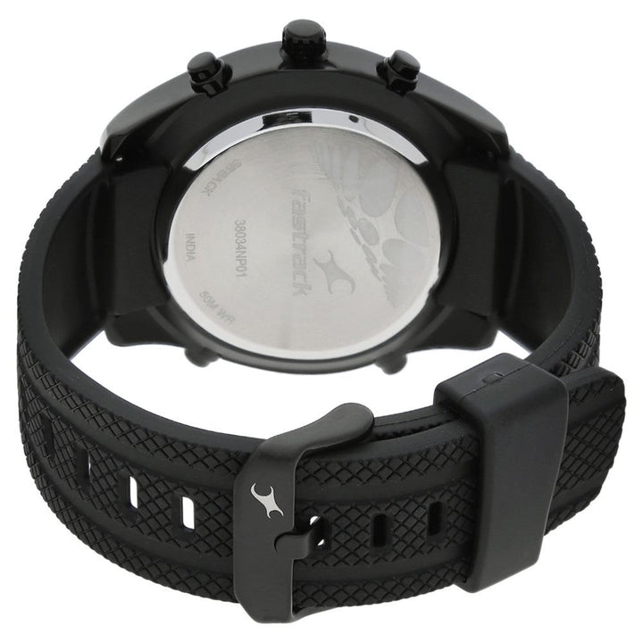Fastrack Quartz Analog Digital Black Dial Silicone Strap Watch for Guys NR38034NP01