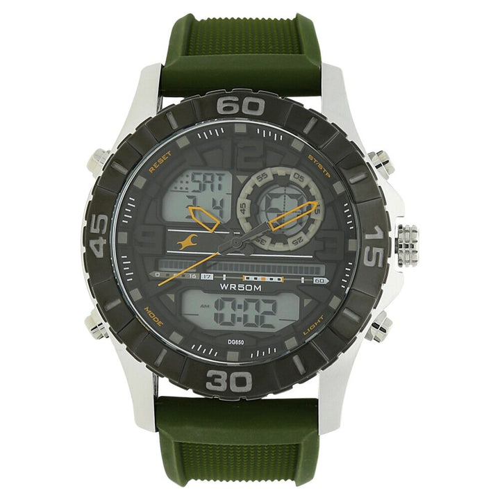 Fastrack Quartz Analog Digital Grey Dial Silicone Strap Watch for Guys NS38035SP01