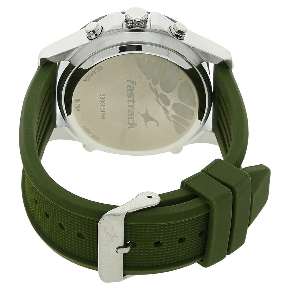 Fastrack Quartz Analog Digital Grey Dial Silicone Strap Watch for Guys NS38035SP01