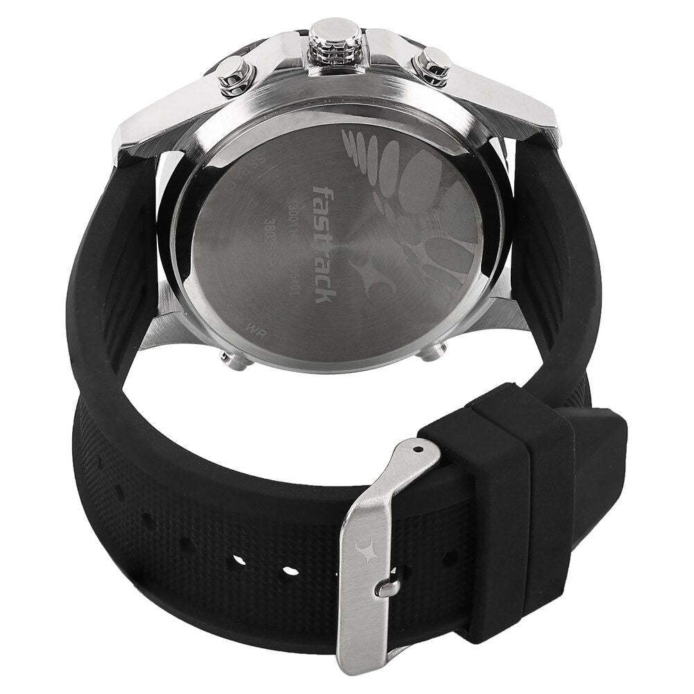 Fastrack Quartz Analog Digital Black Dial Silicone Strap Watch for Guys NS38035SP03