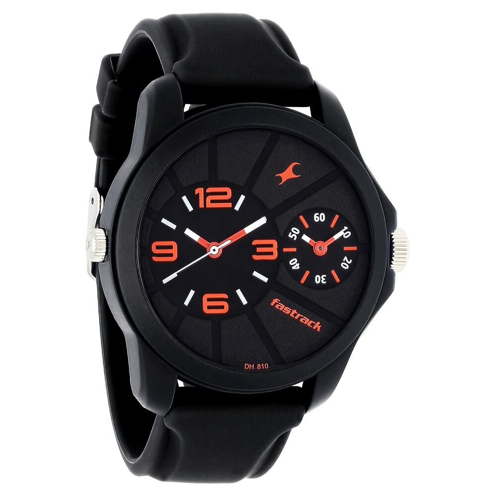 Fastrack Quartz Analog Black Dial Silicone Strap Watch for Guys NR38042PP01