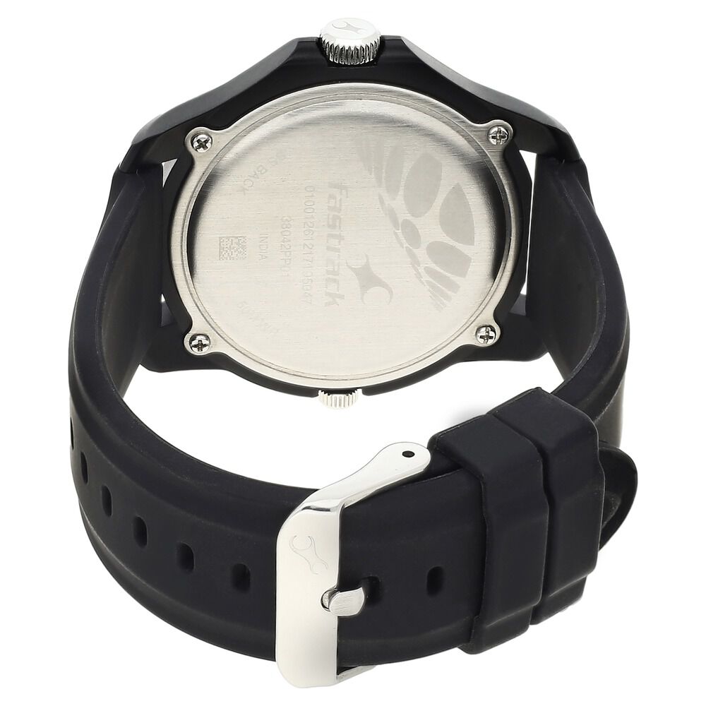 Fastrack Quartz Analog Black Dial Silicone Strap Watch for Guys NR38042PP01