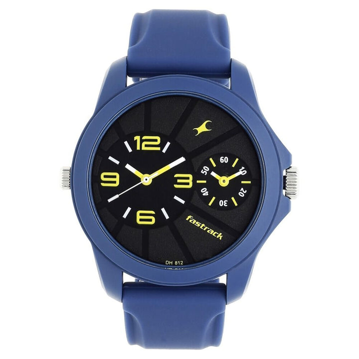 Fastrack Quartz Analog Black Dial Silicone Strap Watch for Guys NP38042PP03