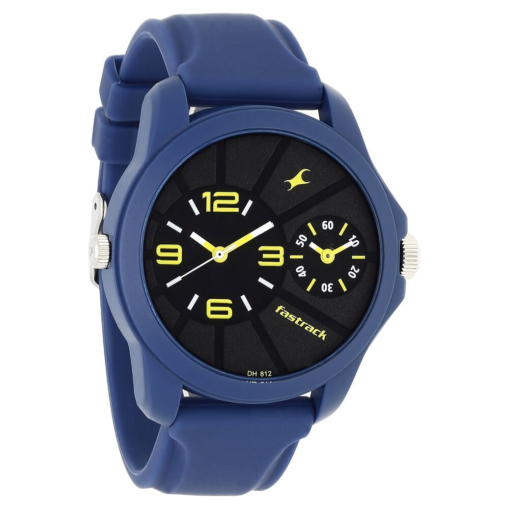 Fastrack Quartz Analog Black Dial Silicone Strap Watch for Guys NP38042PP03