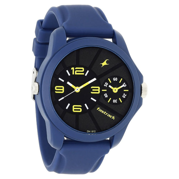 Fastrack Quartz Analog Black Dial Silicone Strap Watch for Guys NP38042PP03