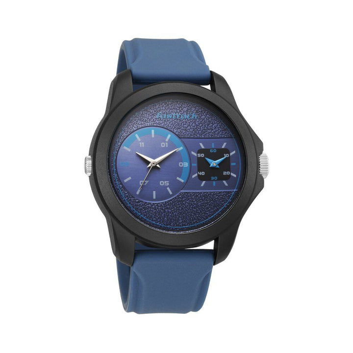 Fastrack Dual Time Quartz Analog Blue Dial Silicone Strap Watch for Guys NR38042PP05