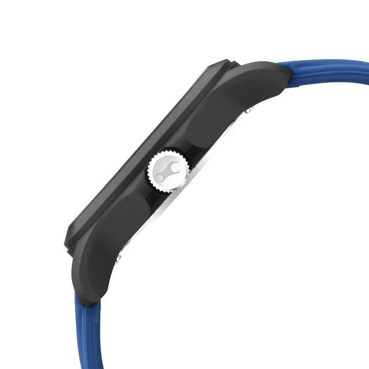 Fastrack Dual Time Quartz Analog Blue Dial Silicone Strap Watch for Guys NR38042PP05