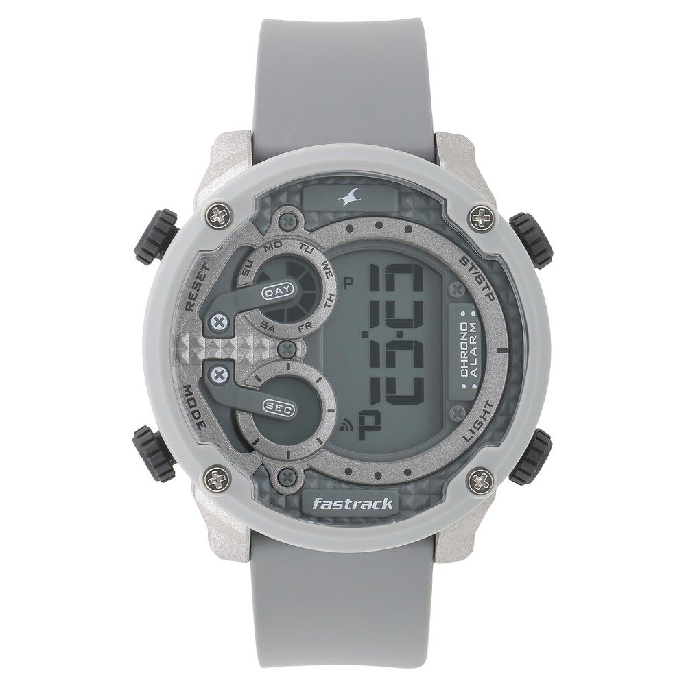 Fastrack Trendies Digital Grey Dial Silicone Strap Watch for Guys NS38045PP02