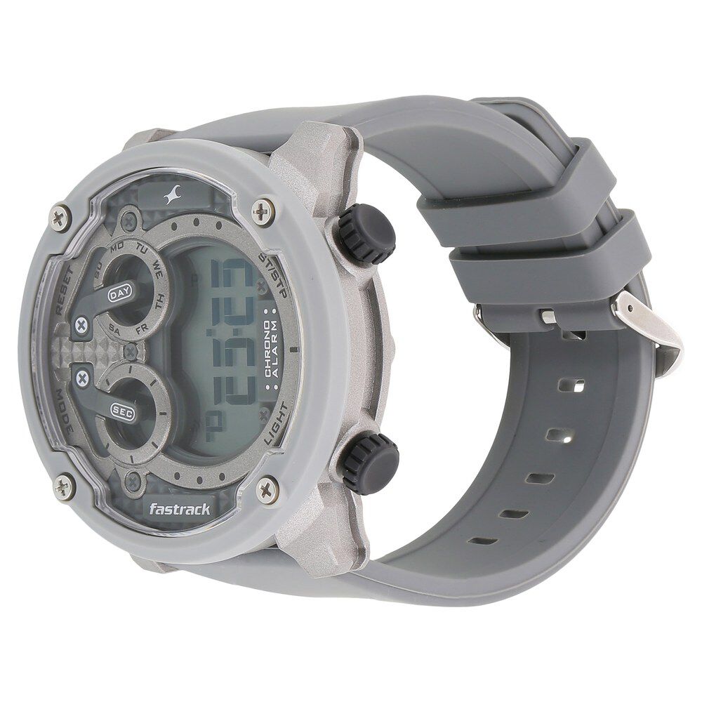 Fastrack Trendies Digital Grey Dial Silicone Strap Watch for Guys NS38045PP02