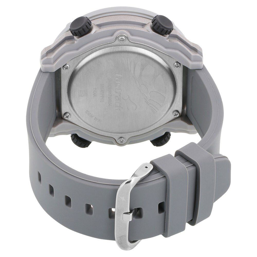 Fastrack Trendies Digital Grey Dial Silicone Strap Watch for Guys NS38045PP02